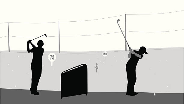 illustrations, cliparts, dessins animés et icônes de juniorgolf - swing child silhouette swinging