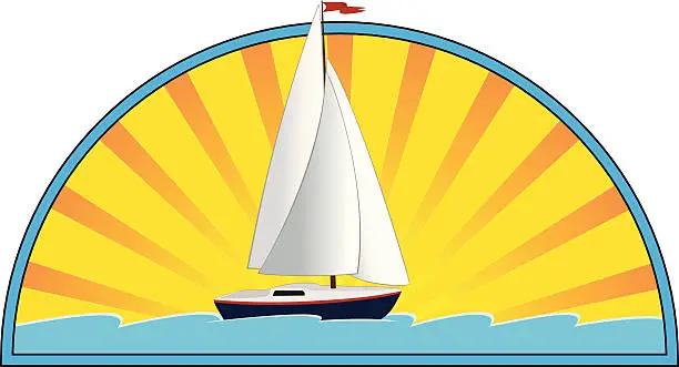 Vector illustration of Sailing at Sunset