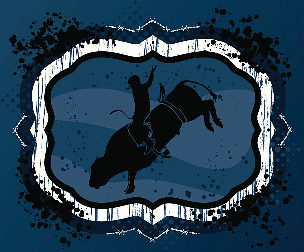 bull rider na tło grunge - rodeo bull bull riding cowboy stock illustrations