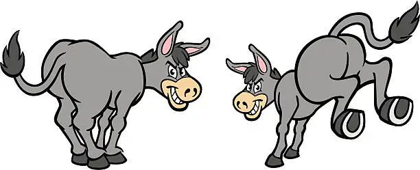 Vector illustration of Cartoon Donkeys