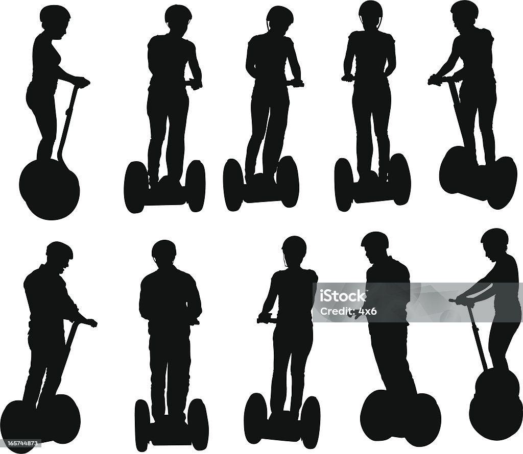 Pessoas dirigindo em torno do segways - Royalty-free Adulto arte vetorial