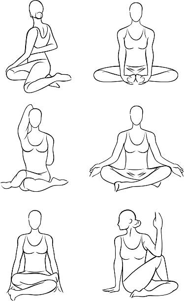 Stylized yoga illustrations - Seated vector art illustration