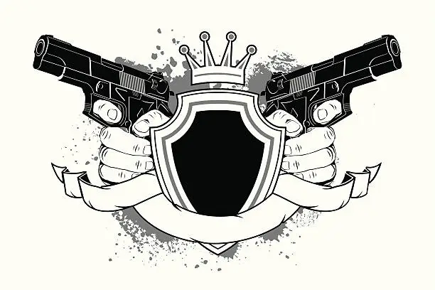 Vector illustration of Shield and guns