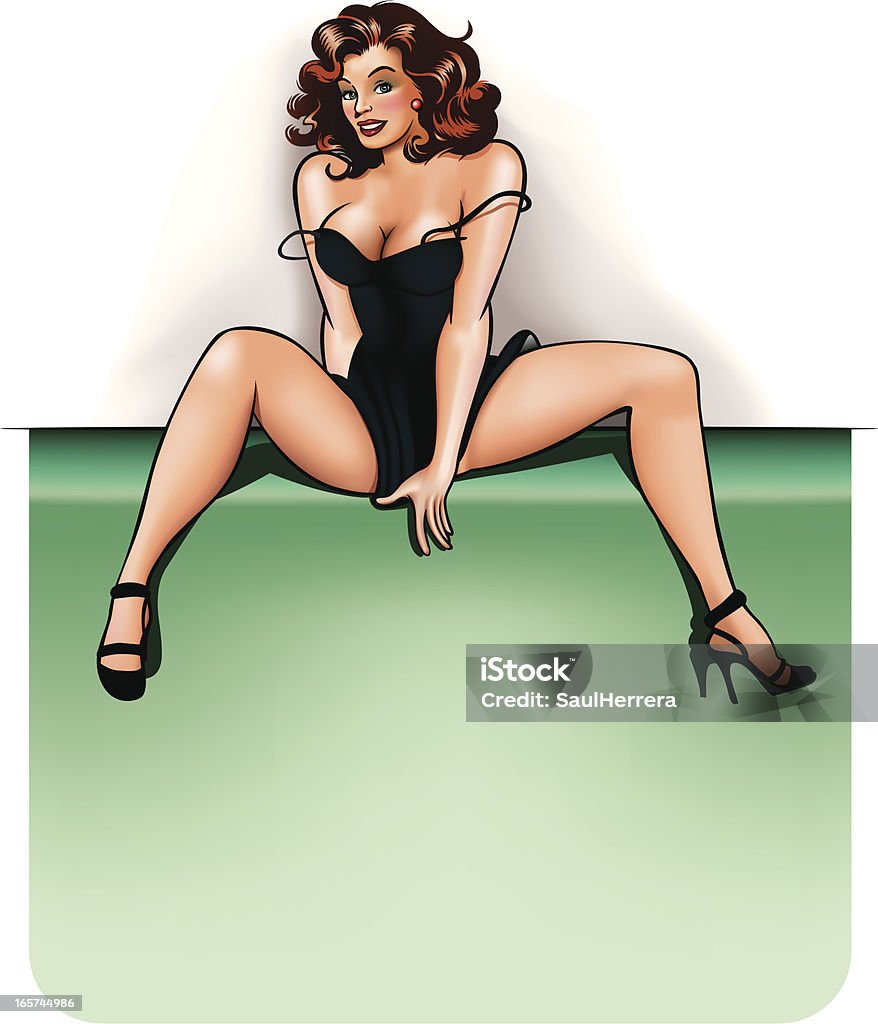 pin-up with copy space A retro illustration of a woman over copy space area. Women stock vector