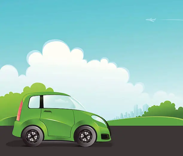 Vector illustration of Green little vehicle