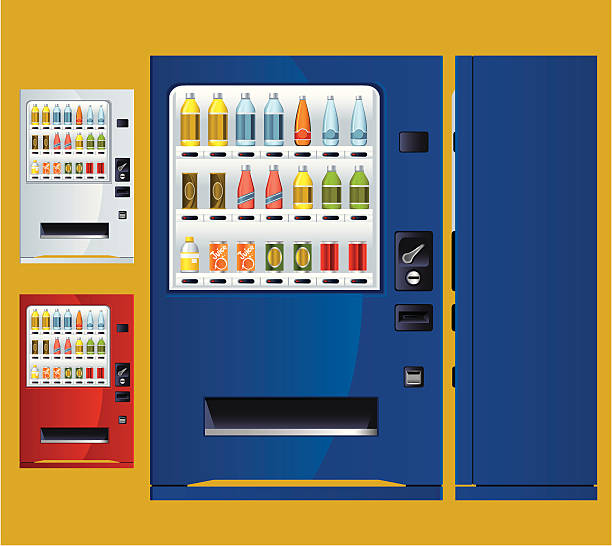 ilustrações, clipart, desenhos animados e ícones de refrigerante de máquina de venda - vending machine machine coin operated convenience