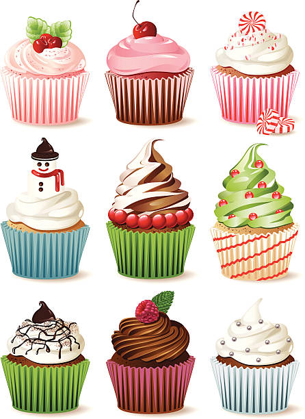 Zima Cupcakes – artystyczna grafika wektorowa