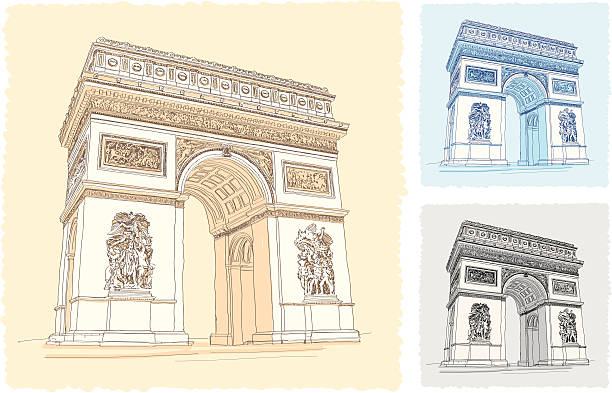 ilustrações, clipart, desenhos animados e ícones de arco do triunfo - monument tomb awe statue
