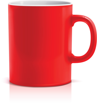 Vector illustration of classic red mug with white interior