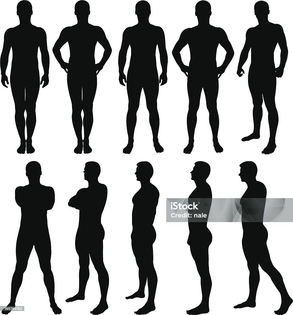 silhouettes homme posant - clipart vectoriel de Silhouette - Contre-jour libre de droits