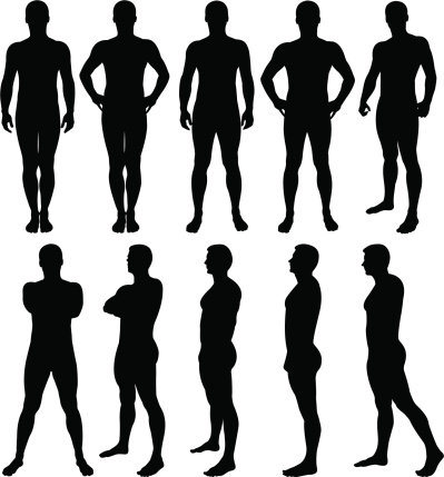 Vector illustration of male silhouettes posing.