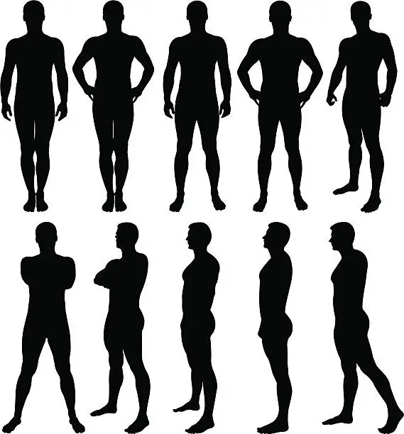 Vector illustration of Male silhouettes posing