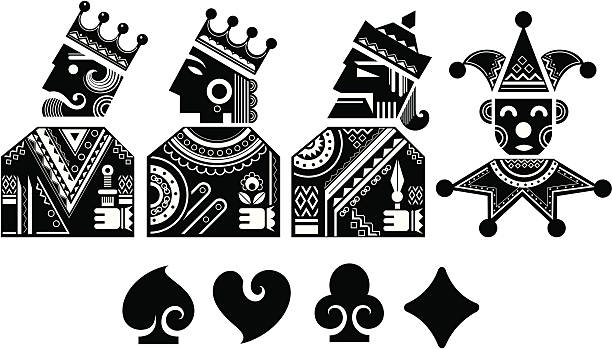 face card characters poker face card characters pattern design. eps8,ai8,jpg format are available. hearts playing card illustrations stock illustrations
