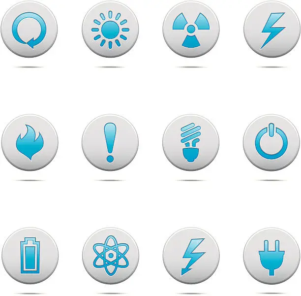 Vector illustration of Power and Electricity Buttons