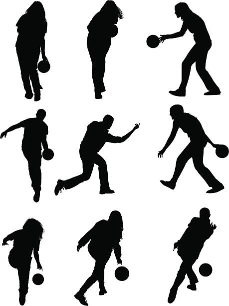 männer und frauen bowling wie die profis - bowling holding bowling ball hobbies stock-grafiken, -clipart, -cartoons und -symbole