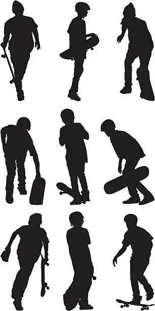 Vector illustration of Teenage skateboarders