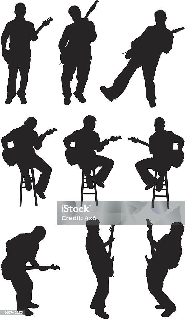 Male guitarist performing and rocking out Guitarist stock vector