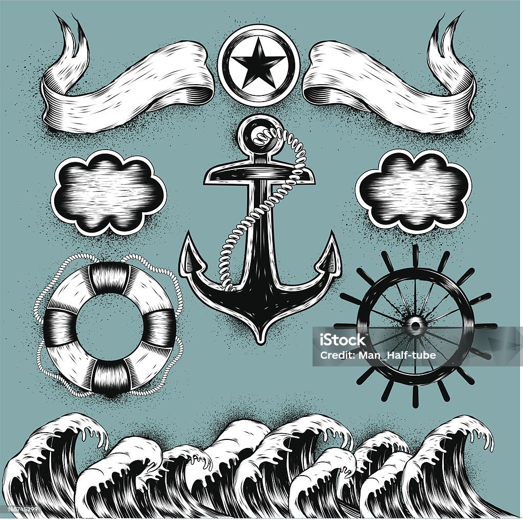 Татуировок море - Векторная графика Морское судно роялти-фри