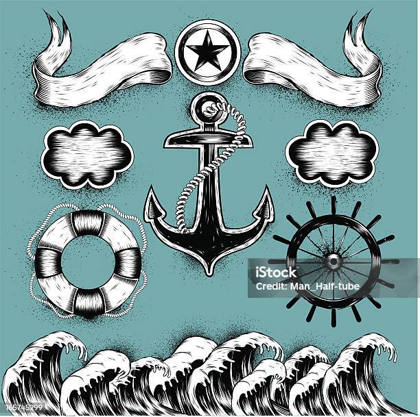 Татуировок Море — стоковая векторная графика и другие изображения на тему Морское судно - Морское судно, Татуировка, Граффити