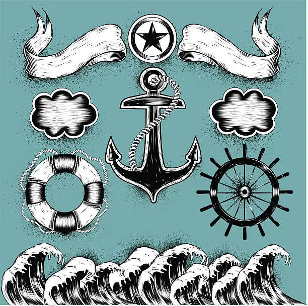 Vector illustration of sea tattoos