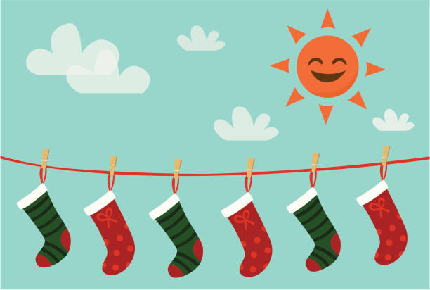 hanging Christmas socks vector art illustration