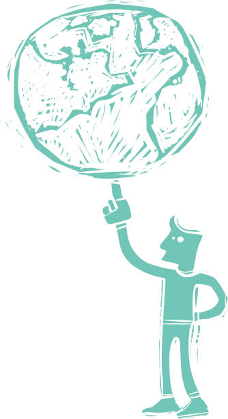 Spinning the World This is a man spinning the globe on his finger. finger spinning globe stock illustrations