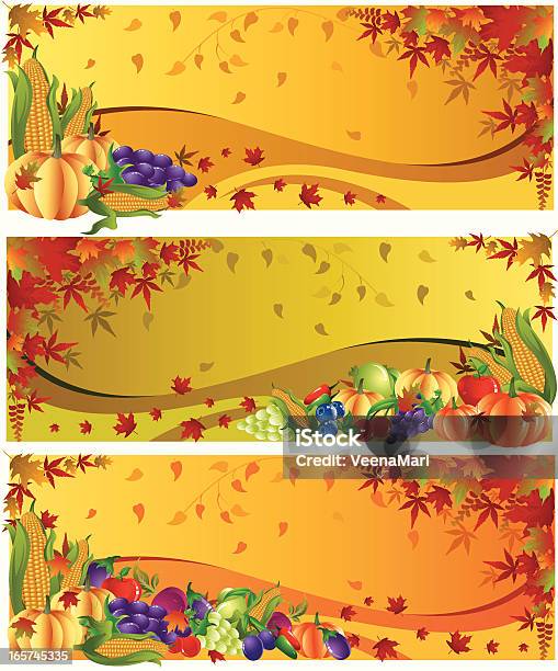 Banner Di Giorno Del Ringraziamento - Immagini vettoriali stock e altre immagini di Andare giù - Andare giù, Arancione, Autunno
