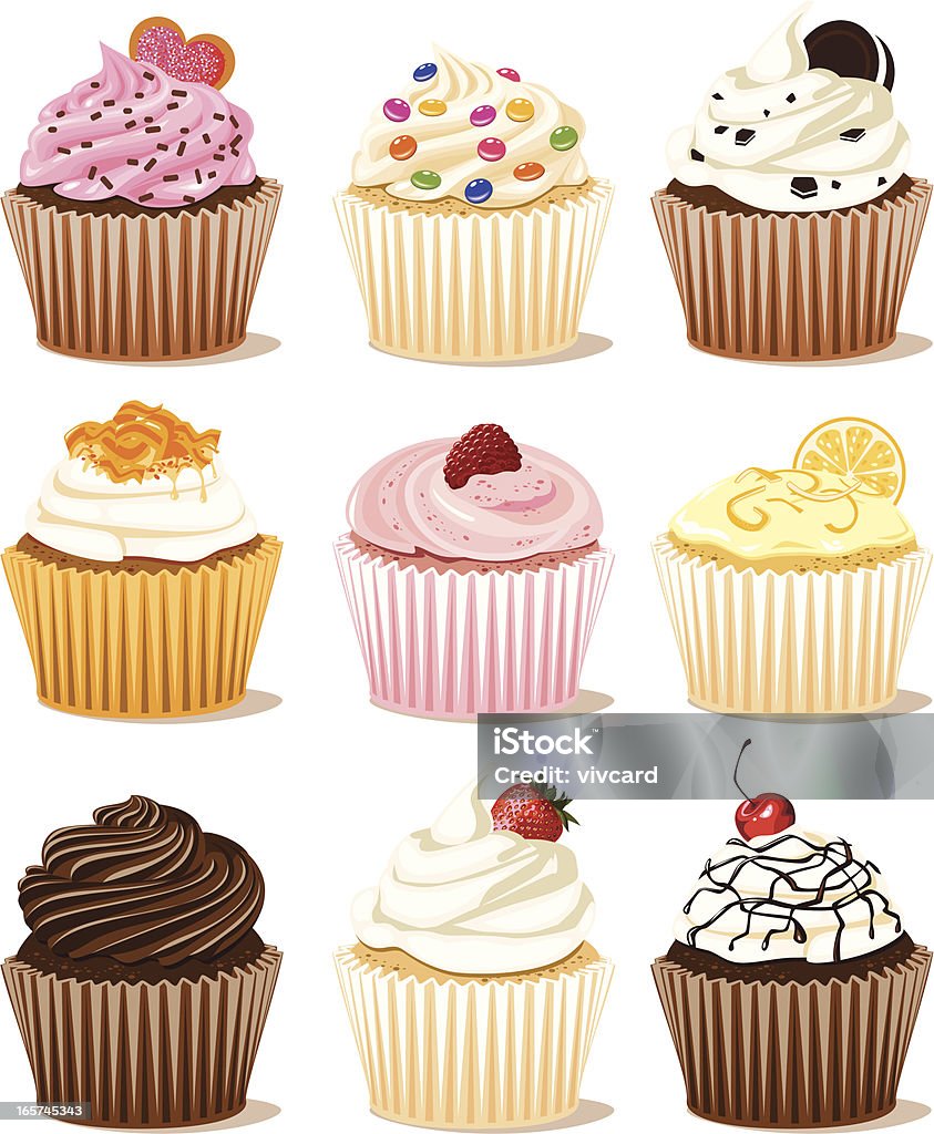 컵케이크 2개 컵케이크에 대한 스톡 벡터 아트 및 기타 이미지 - 컵케이크, 일러스트레이션, 케이크 - Istock