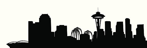 Seattle Skyline Vector Silhouette A-Digit cartoon of the seattle city stock illustrations