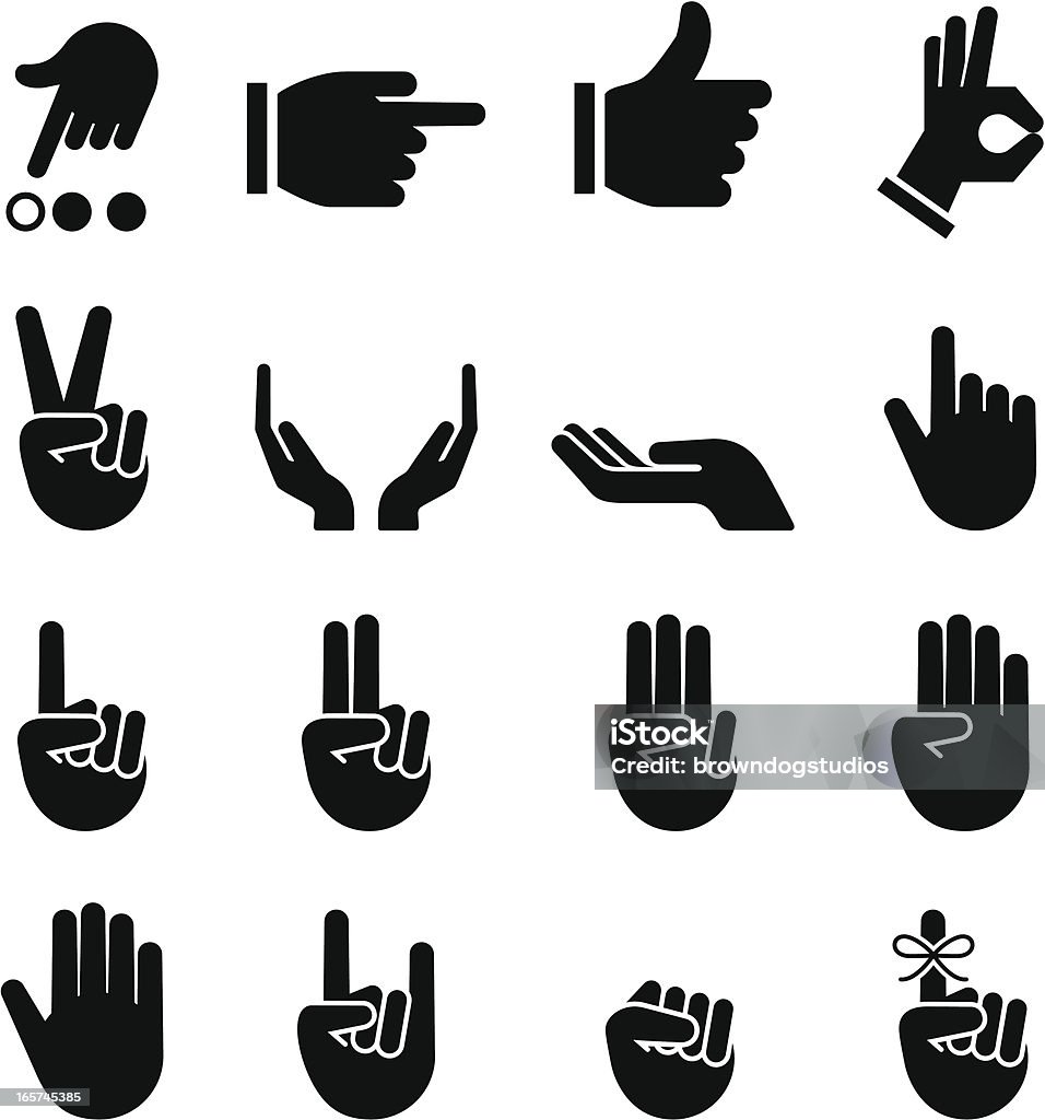 Hands Icons - Black Series Hands showing various expressions. Professional icons for print or Web. See more in this series. Icon Symbol stock vector