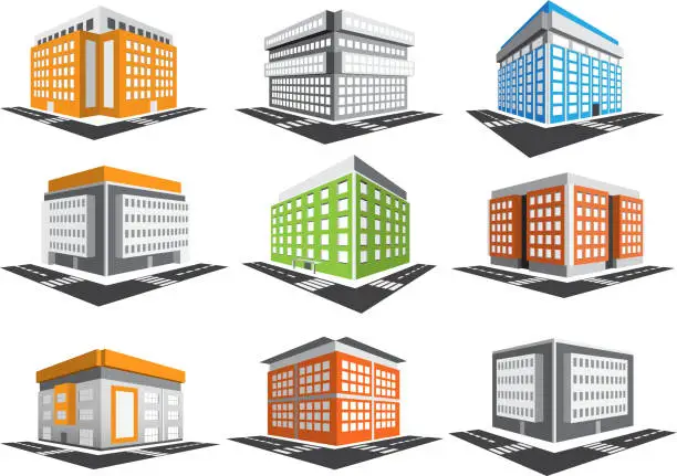 Vector illustration of Collection og modern buildings