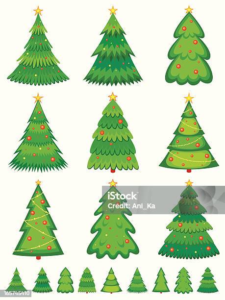 Árvores De Natal - Arte vetorial de stock e mais imagens de Clip Art - Clip Art, Comemoração - Evento, Cor verde