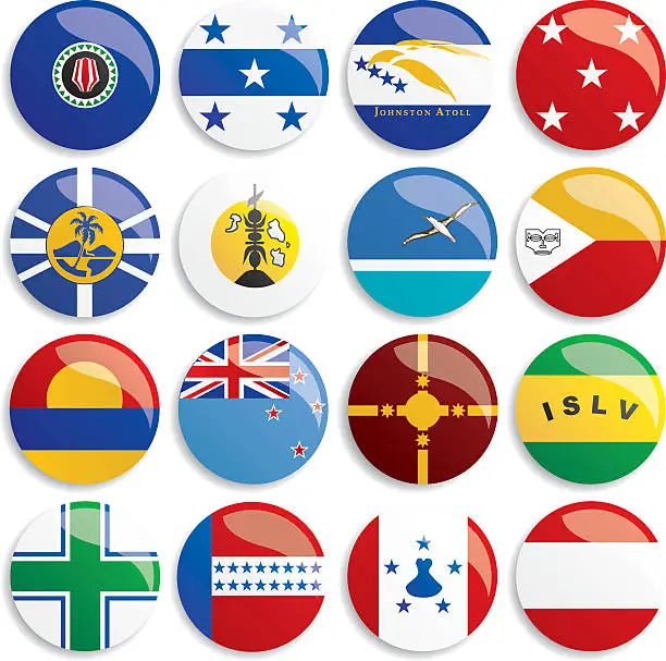 Vector illustration of Australia and Oceania flags buttons