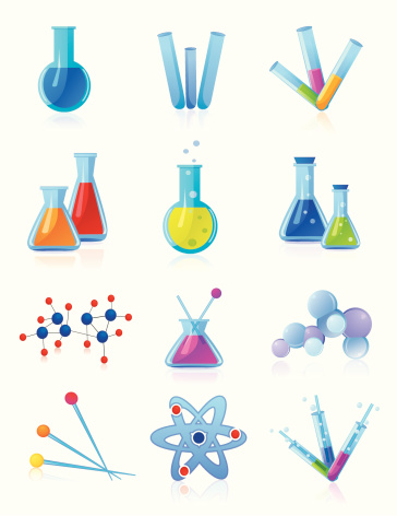 Vector illustration of chemical topics. Every object in a separate layer.