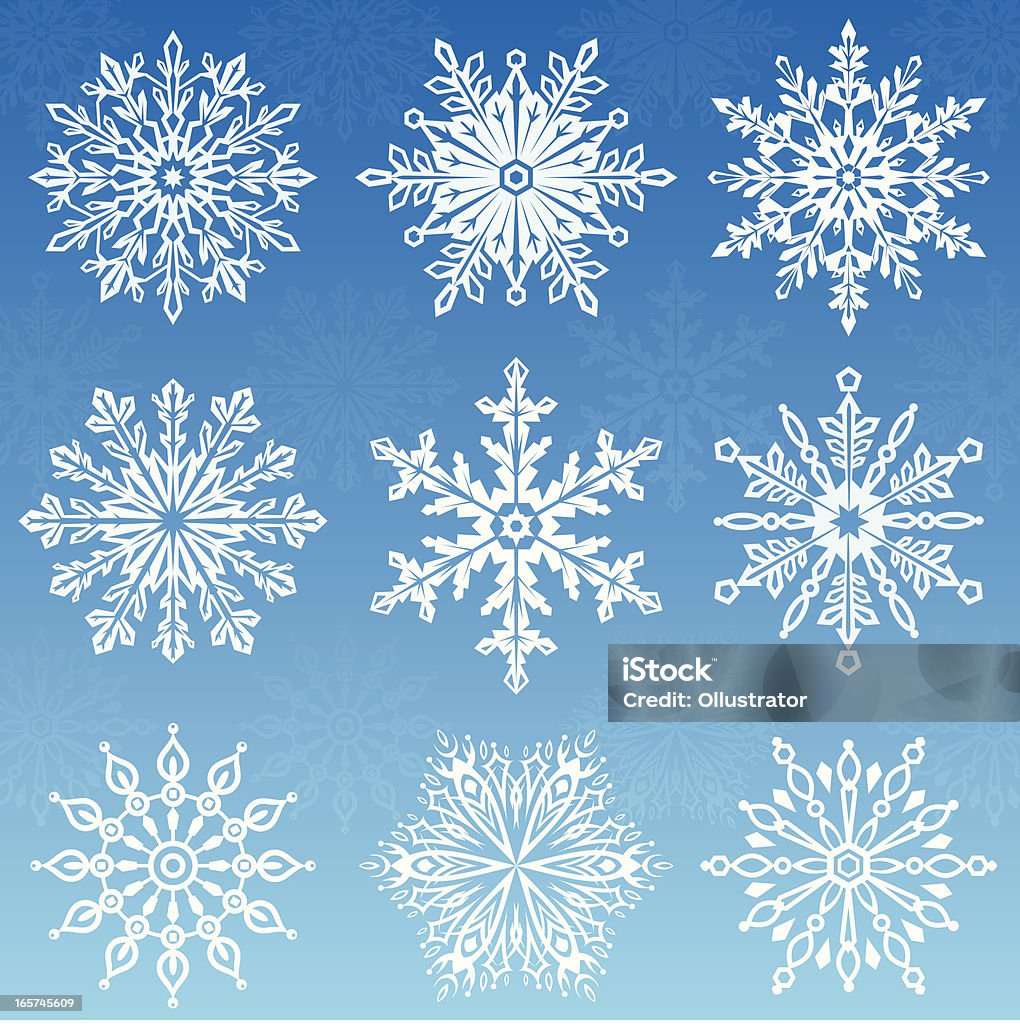 Collection de flocons de neige - clipart vectoriel de Abstrait libre de droits