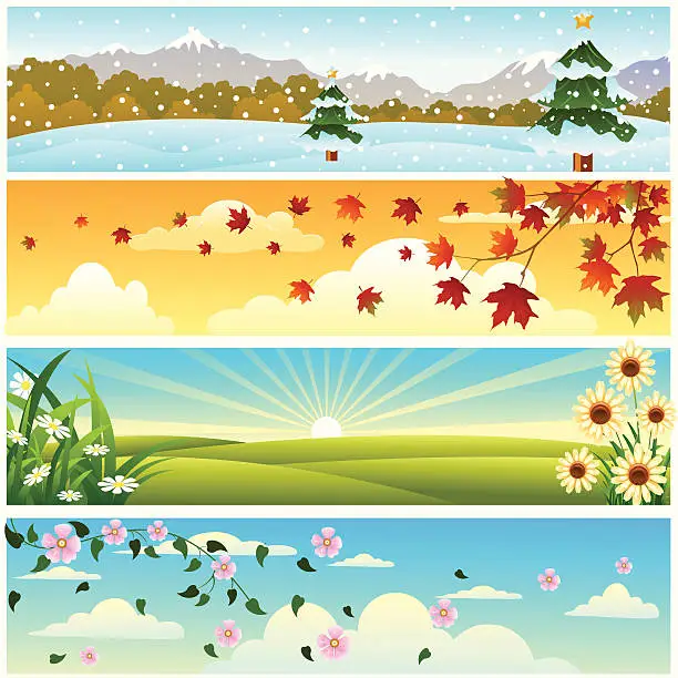 Vector illustration of Four Season Banner