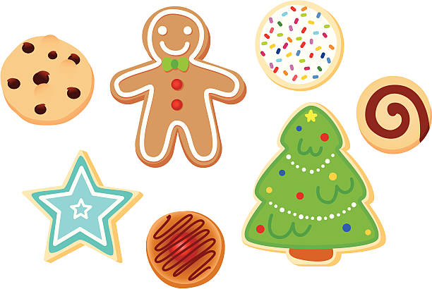 Christmas Cookies Delicious Christmas cookies in an editable vector file. biscuit stock illustrations