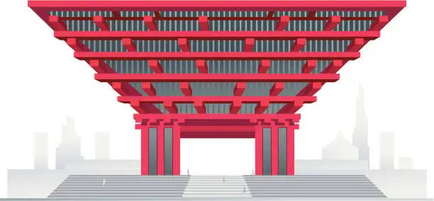 Vector illustration of Modern Chinese Pavilion