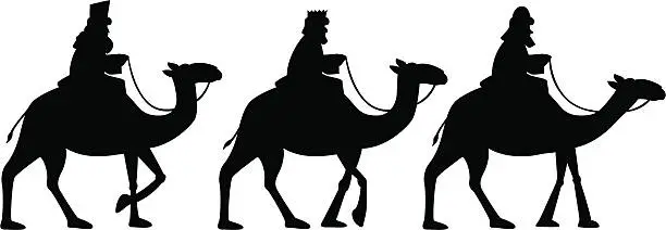 Vector illustration of three wisemen silhouettes