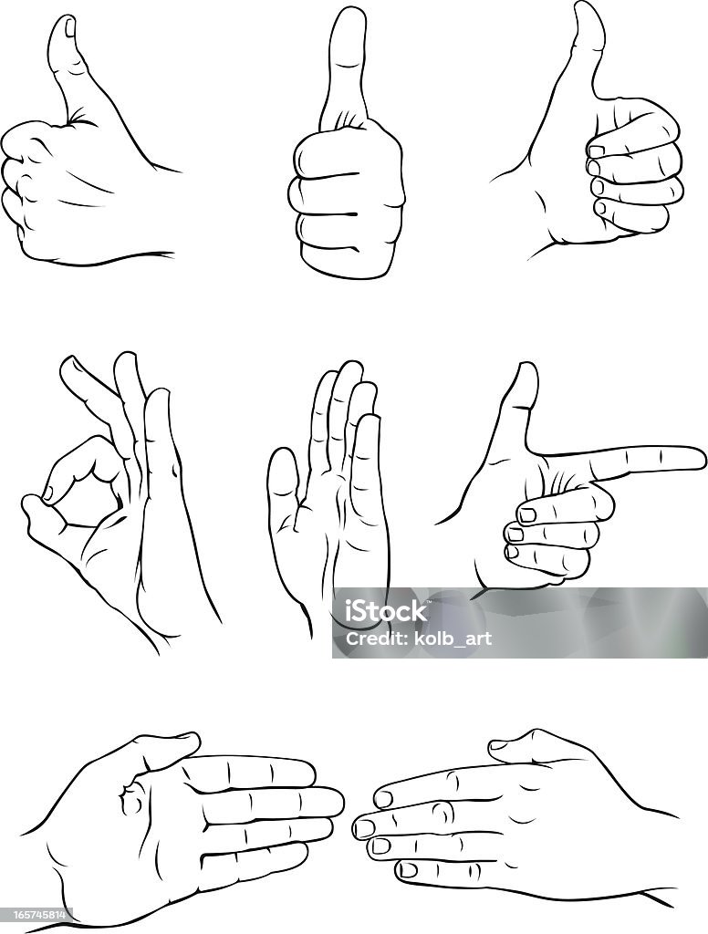 Various Hand Forms 3 Stock Illustration - Download Image Now - Back Of ...