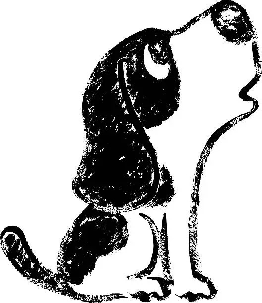 Vector illustration of Howl of black and white hound