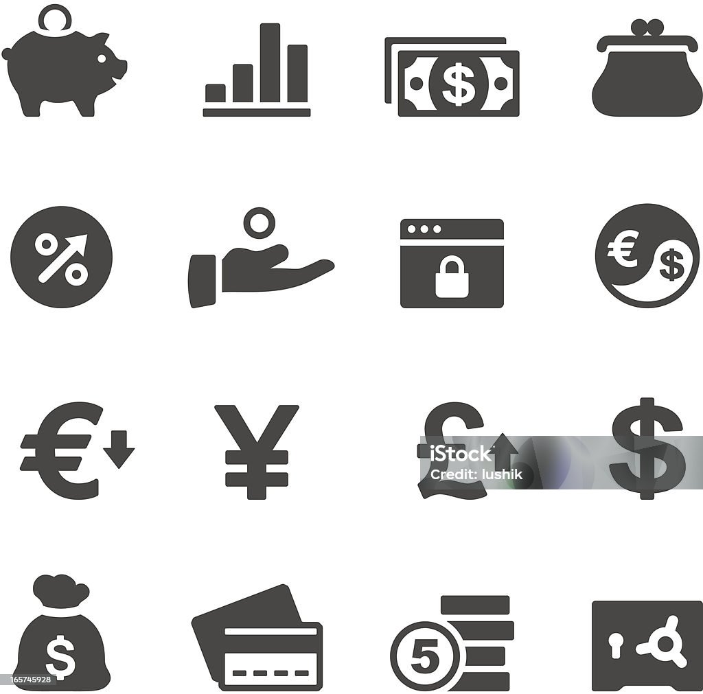 Valuta Mobico icone - arte vettoriale royalty-free di Icona