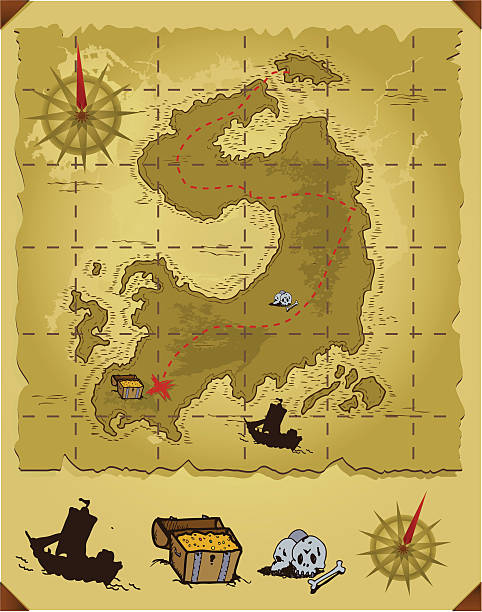 Treasure map vector art illustration