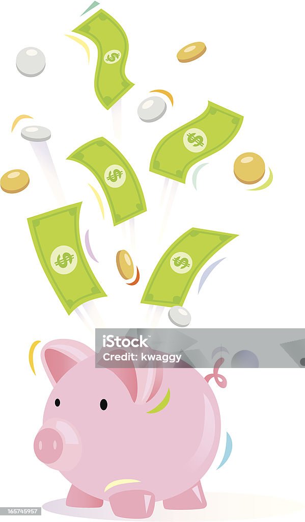 Sparschwein und Geld - Lizenzfrei Ersparnisse Vektorgrafik
