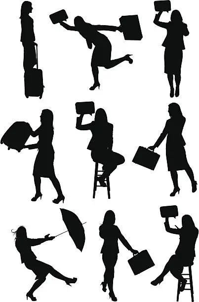 Vector illustration of Traveling happy businesswoman