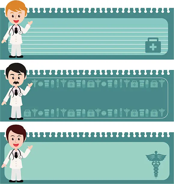 Vector illustration of male doctor with banner