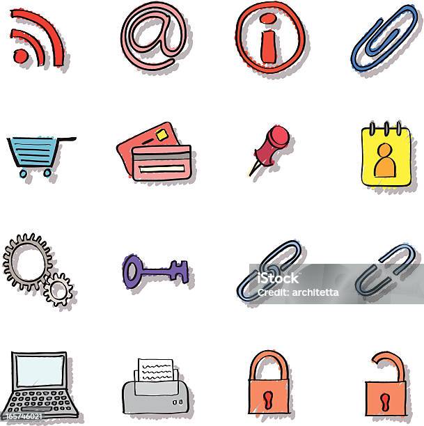 Ilustración de Iconos De Internet y más Vectores Libres de Derechos de Cadena - Objeto fabricado - Cadena - Objeto fabricado, Ícono, Abrir con llave