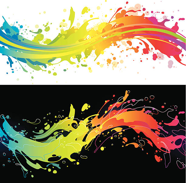 ilustrações de stock, clip art, desenhos animados e ícones de arco-íris de fundo vibrante inicial - spray cor