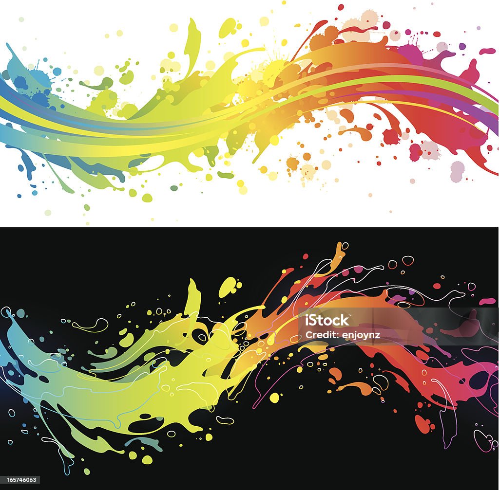 Vibrant rainbow splash backgrounds Two vibrant rainbow splash backgrounds. Spray stock vector