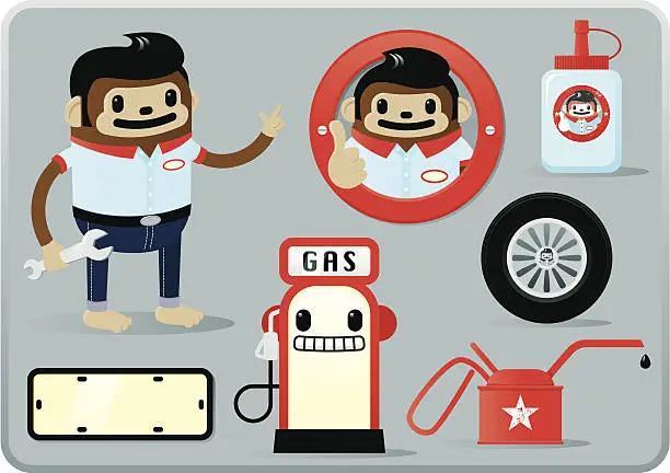 Vector illustration of Greasemonkey Garage Elements